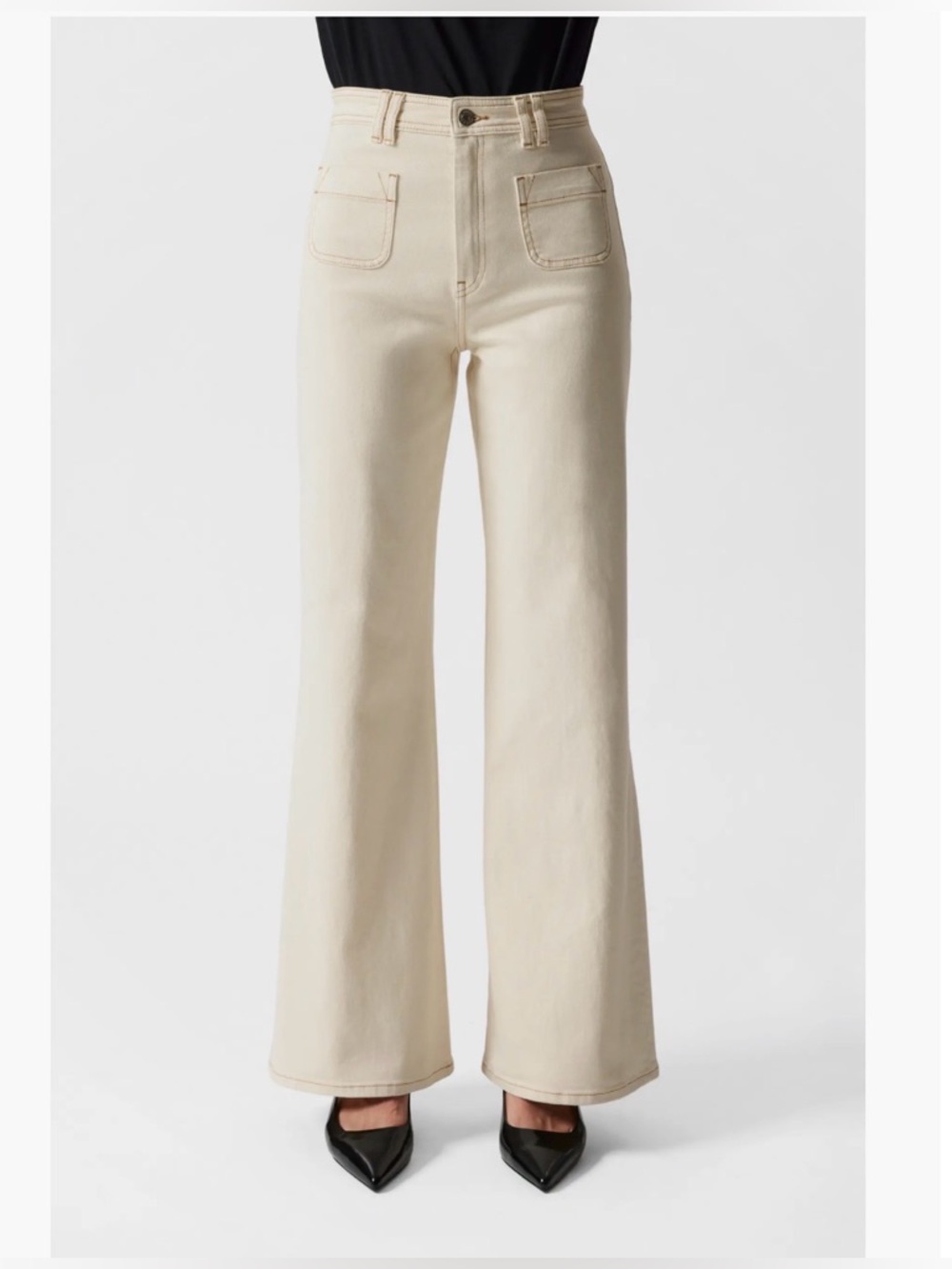 & Other Stories High Waist Flare Cream High-Rise Jeans Size 31 NWT
